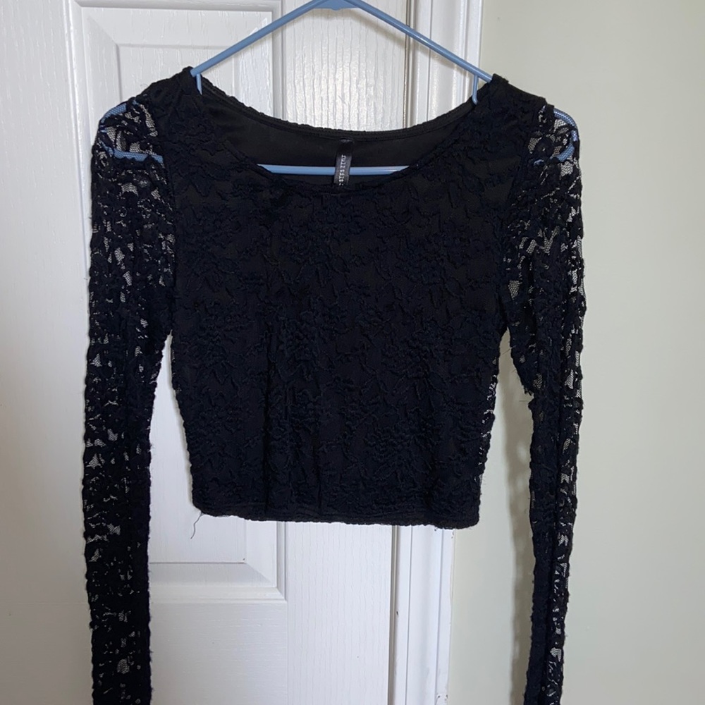 Black Lace Crop Top